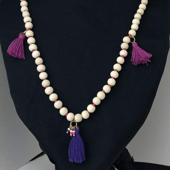 INC X Robert Rose Wood Bead Pink & Purple Necklace - Picture 4 of 8